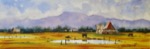 landscape, west, farm, ranch, barn, cattle, horse, pond, watercolor, painting, oberst